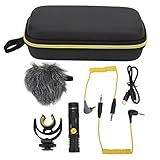 Bewinner M1 Kapselmikrofon mit Nierencharakteristik, Geräuschunterdrückendes Videomikrofon mit Stoßdämpfung, Batterieloses Metallkameramikrofon für Digitale Spiegelreflexkameras