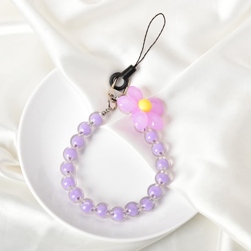 Miniatura 5 de Cordones de muñeca para teléfono celular con cuentas para mujeres, adolescentes, niñas, antirrobo, correa de teléfono para teléfono, llavero y