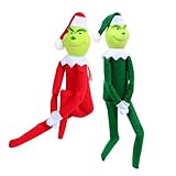 YCNASSS Christmas Elf Plush Doll - Red and Green Elves for Home Decoration, Xmas Ornaments Tabletop Home Office Decor, Fun Toys Gifts and Christmas Decorations (2pc)
