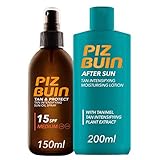 Piz Buin After Sun Loción Hidratante Intensificadora del Bronceado proporciona 24 h de hidratación ayudando a restaurar el equilibrio de hidratación natural de la piel deshidratada por sol