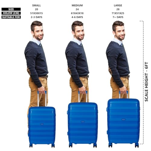 Image of Priority Trolley Bag for Travel | 28 Inch Polycarbonate Hardsided Check-in Suitcase /Luggage Bag (71 cm | Large | Royal Blue)