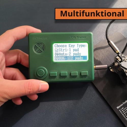 Mini CW Trainer Morsecode-Trainer mit Display, Moore Simo Wales Code Kurzwellenradio Telegraphentaste Autoschlüssel Lernen CW Radio für Telegrafenpraxis mit Ladekabel (Grün)