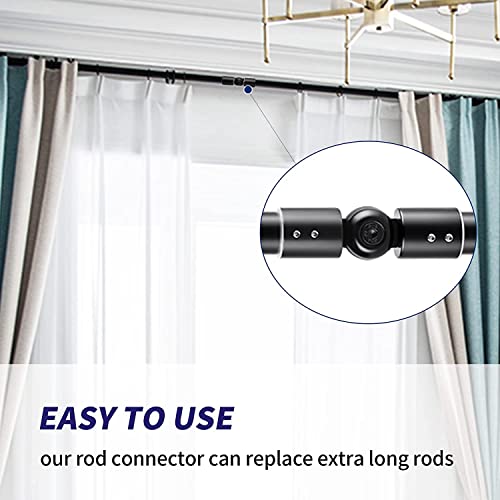 Dedjgoo 2PCS Curtain Rods Corner Connector, Adjustable Curtain Rod Corner Connector for 1 Inch Bay Window Curtain Rods(Black) - Image 3