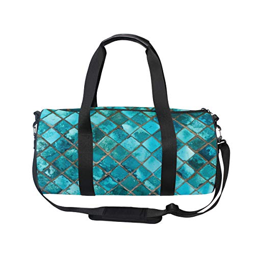 Turquoise Duffel Bag,Canvas Travel Bag for Gym Sports and Overnight