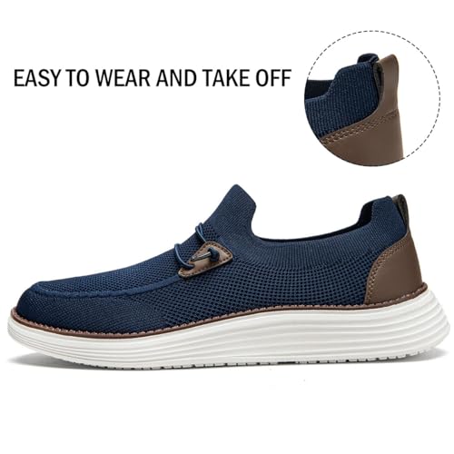 Men's Loafers Slip On Shoes Men Boat Shoes Casual Walking Shoes for Men Comfort Lightweight Breathable Dark Blue Size 6.53
