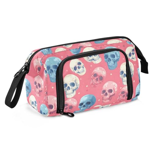 Astuccio colorato creativo con teschi di grande capacità astuccio con cerniera per la scuola dei bambini Multicolore Taglia unica moderno