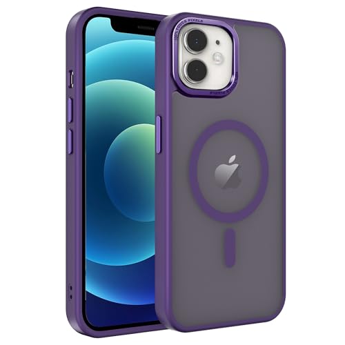 Image of Magnetic iPhone 12 /12Pro case,Compatible with Magsafe, Military-Grade Protection,Slim Translucent Matte Shockproof with Anti-Scratch Anti-Fingerprint Phone Cover (deep purple, iPhone 12 /12Pro)