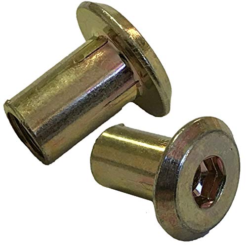 (10) ADL M6 x 12mm Gold Brass Yellow Furniture Connector Bolt Cap Nuts Joint Fixing Unit Cot Bed Allen key socket M5