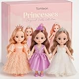 TOMLEON Princess Dolls Set – 3 Beautiful Fashion Dolls with Extra Dresses, Crowns & Accessories – Gift Boxed for Girls Ages 3+ – Dress-Up Playset for Imaginative Fun & Princess Role Play