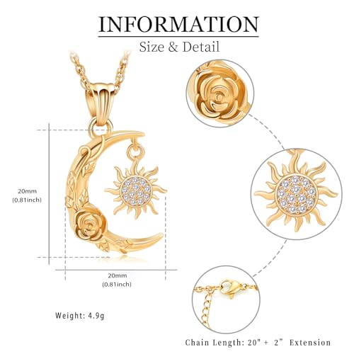 shajwo Cremation Jewelry Crescent Moon and Sun Rose Urn Necklaces for Ashes for Women Men Memorial Human Ashes Pendant2
