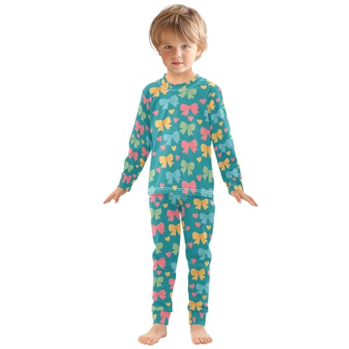 ALAZA Bow Heart Pajamas Long Sleeve Sleepwear 2-Piece Pajama Set3