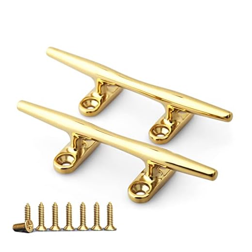 2Pcs Retro Boat Cleats 316 Stainless Steel copper-plated Boat Open Base Cleat for Marine or Decorative Applications,Brass Color Marine Cleats for Hooks, Handle, Draw Pulls,with Screws (6 inch)