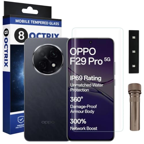 Image of Curved UV Tempered Glass Screen Protector for Oppo F29 Pro 5G | Transparent | Pack of 1 | Full Screen Coverage with UV Installation Kit