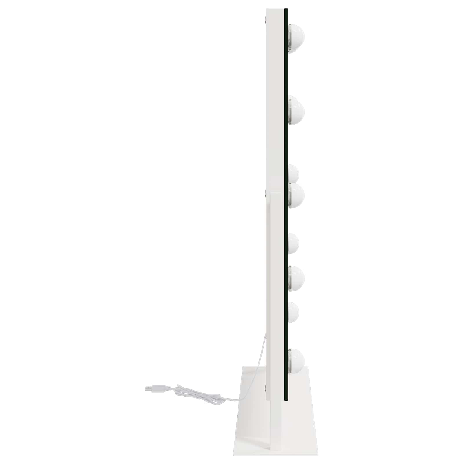 Lusterko do makijażu LED, białe, 44 x 10 x 53 cm, szkło stalowe, z funkcją ściemniania, sterowanie dotykowe, montaż na ścianie lub stole, USB, ochrona przed zaparowaniem, powiększające