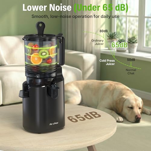 Image of Cold Press Juicer, Juicer Machines with 6 inch Large Wide Feed Chute, High Juice Yield Slow Masticating Juicer, Easy to Clean, Quiet Brushless Copper Motor, Juicers for Whole Fruits & Vegetables