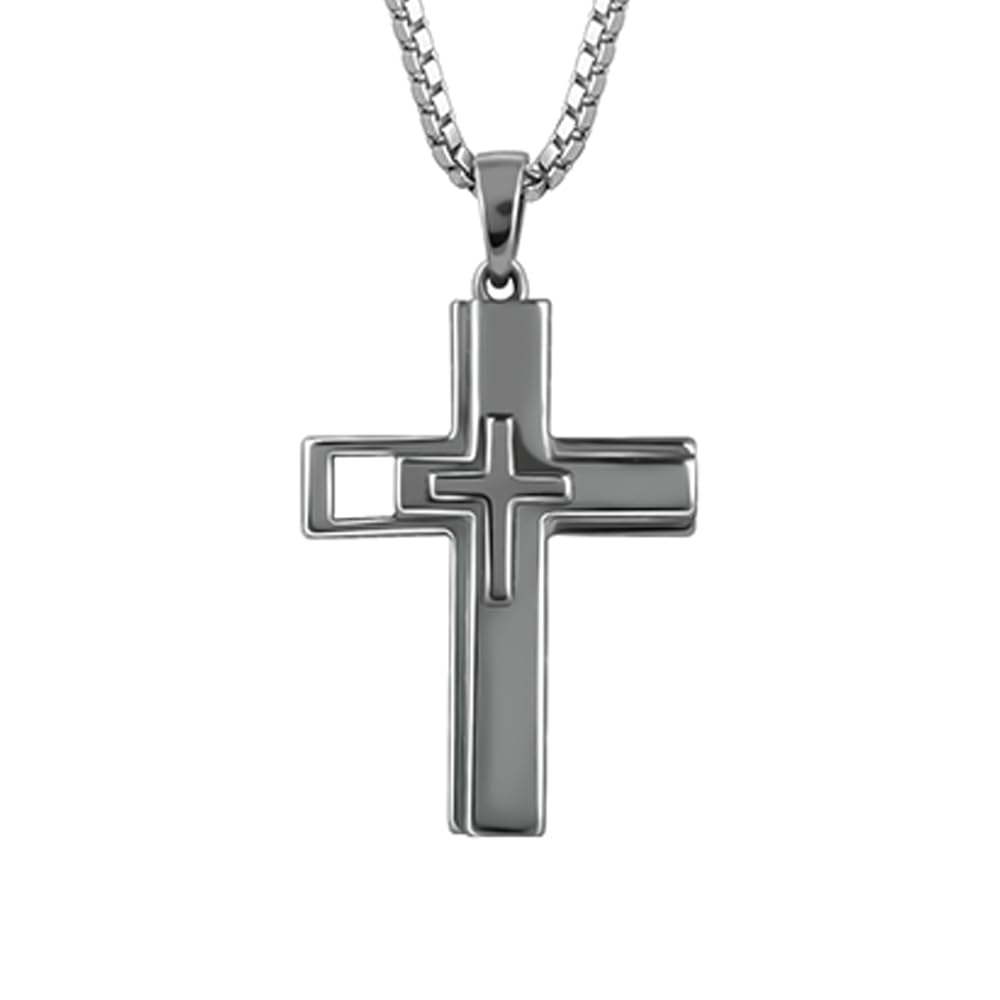 925 Silver Black Rhodium Holy Christ Pendant With Box Chain For Him| Necklace to Gift Women & Girls | With Certificate of Authenticity and 925 Stamp | 6 Months Warranty