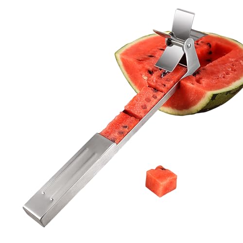 Cortador De Molino De Sandía - Acero Inoxidable 304 Herramienta De Pinza De Corte De Sandía | Cortador De Sandía | Cortador De Sandía | Fruit Cuber Con Diseño Hangovole Para Ensalada, Bocadillo Y