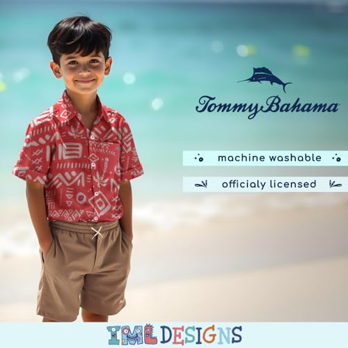 Image of Tommy Bahama Boys Classic Woven Button-Down Short-Sleeve Hawaiian Shirt with Pocket for Kids