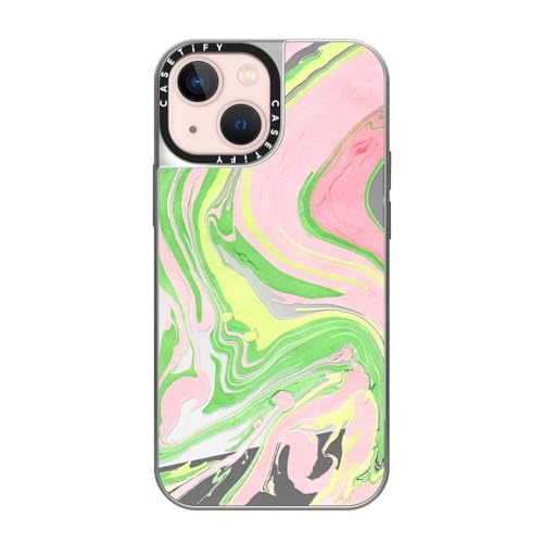 Coque miroir pour iPhone 13 Mini CASETiFY antichoc compatible MagSafe en rose et vert