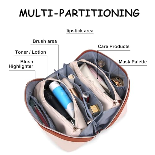 BOYATU Travel Makeup Bags Cosmetic Organizer Bag: 3-Set Large Capacity Make up Bag - PU Leather Toiletry Bags for Women - Wide Open Portable Pouch with Divider & Handle - Image 10