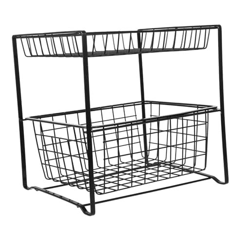 VOSAREA under Sink Organizer Shelf Multi-functional Bathroom Storage for Cleaning Supplies Space-saving Design Easy Access Pull-out Suitable for Kitchen Bathroom Essentials