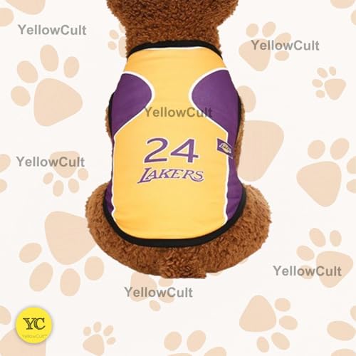 Image of Yellowcult Cute Dog T-Shirt Clothes, Summer Sweetshirts Sporty Pet Outfit for Small Dog, cat, Puppy, Kitten for Bithday Party, Travel, Outing, Photos(XS- Purple)