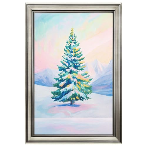 Framed Winter Snow Tree Poster Canvas Print Art, Winter Landscape
