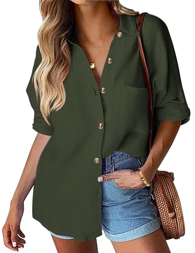 Hotouch Bluse Damen Langarm Blusenshirt V-Ausschnitt Hemden Elegant...