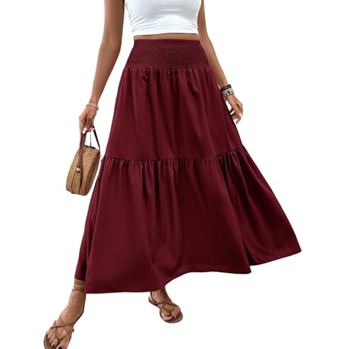 Robe longue avec taille élastique en tissu fluide premium style bohème