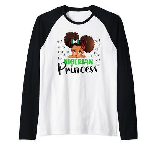 Nigeria Princess Flag for Girls Nigerian Pride Nigeria kids Raglan Baseball Tee