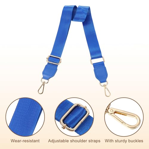 Image of uxcell Wide Shoulder Strap, 3.8cm Adjustable Purse Strap Replacement Crossbody Strap for Shoulder Bag Handbag, Blue, Gold Square Mouth Buckle