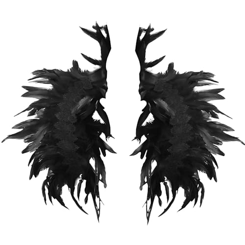 ZSUIQIN 1 Pièce Halloween Plume châle Gothique Plumes, Cape Vampire Carnaval, Costume Corbeau pour Halloween Carnaval Cosplay Mascarade, pour Photo Prop...