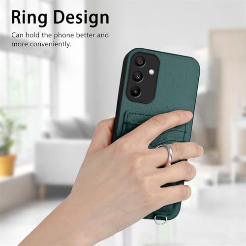 Coque portefeuille Galaxy A16 5G vert cordon mains libres