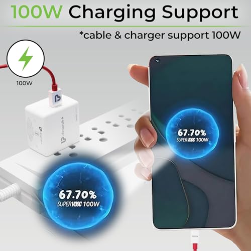 Image of UltraProlink Boost 100SVC|100W SUPERVOOC Charger with Type-C Cable| Compatible with Oneplus, Oppo, Realme, Redmi,Xiaomi|1m USB A-C TPE Cable| Supports Dash, Warp, Vooc, SuperVooc,Dart|UM1201|White
