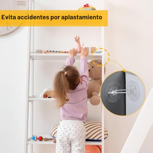 Miniatura 2 de Anclaje Mueble Pared Sin Taladrar, 12pcs Adhesivo Anclaje De Pared Para Muebles Anclaje Pared Mueble Correas De Pared Para Muebles Para Protección De Niños, Mascotas, Bebés Y Mascotas