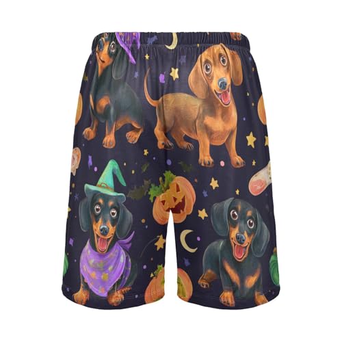 Dachshund Halloween Pumpkin Pajama Bottom Shorts for Men Soft Casual Sleep Lounge Shorts with Pockets S-XXL2