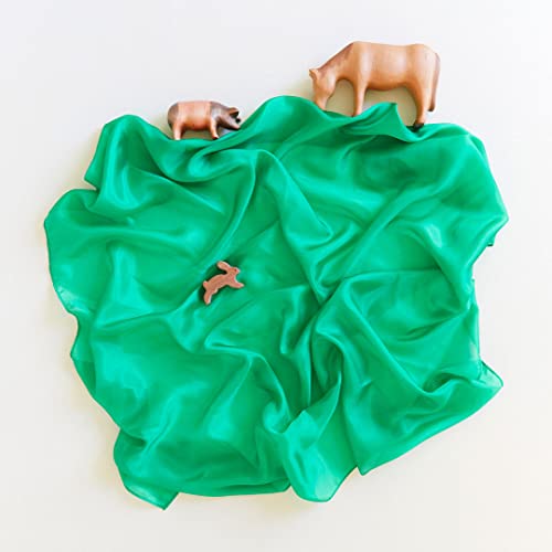Sarah's Silks Emerald Playsilk - 100% Silk, Waldorf Toys, Bright Colored Play Scarves For Toddlers To Use For Pretend Play | Montessori Toy For Kids #TOP1