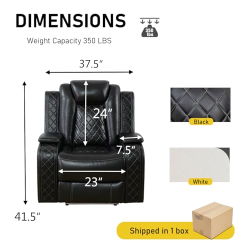 Sillón reclinable negro de cuero artificial con LED miniatura 2