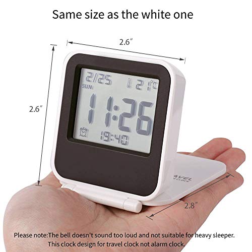 Egundo Small Digital Travel Alarm Clocks,Battery Operated Travel Clock With Lcd Night Light,Portable Folding Mini Pocket Temperature Clock For Outdoor Kids Bed Desk Table Cruise Camper（Green） #TOP2