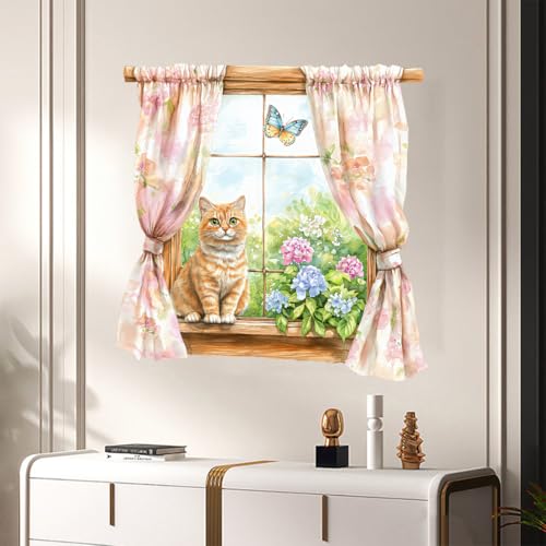 Vinilo Decorativo de Pared Gato Amarillo Impermeable 60x60 cm miniatura 6