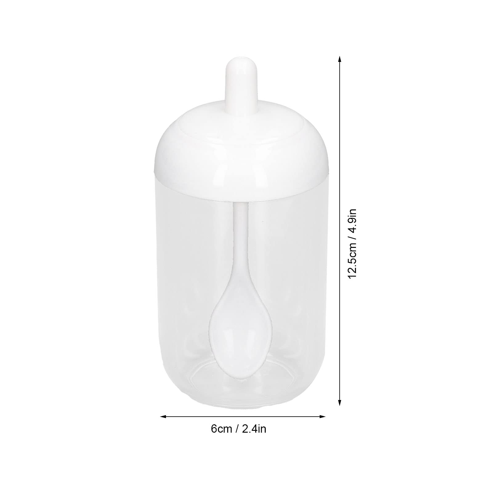 Set 2 Barattoli Per Condimenti Trasparenti Con Coperchi E Cucchiai - 600 Ml - Contenitori Per Sale, Spezie E Zucchero - Bianco - 2