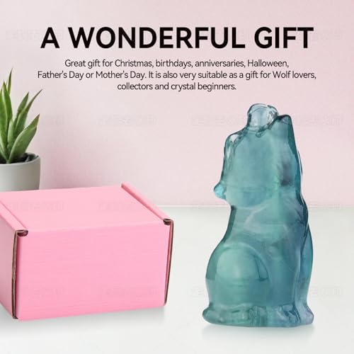 Figurita de cristal lobo aullador 2.2 pulg miniatura 3