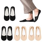 liuchanghe 4 paia calzini fantasmini donna, calzini invisibili donna, per tacchi alti, scarpe da barca, sneaker, 35-38 (nudo + nero)
