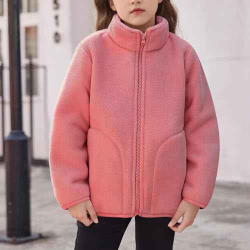 Boys Girls Stand Collar Coat Full Zip Fluffy Plush Fleece Jacket Jacket Thickened Warm Casual Outwear with Pockets2