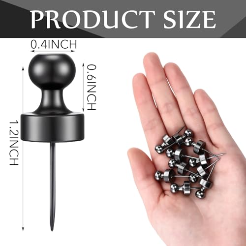 Image of Watersay 50 Pcs Double Headed Picture Hanging Nails Long Push Pins for Wall Thumb Tacks Wall Hooks Decorative Picture Hanging Nails for Home Office Photo(Black,Spheric)