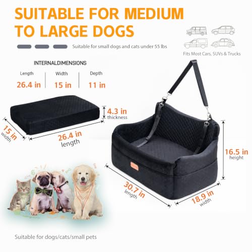 Dog Car Seat for Large Dogs up to 55 lbs, Heavy Duty Booster Seat by TOPOmerice - Used condition - Image 2