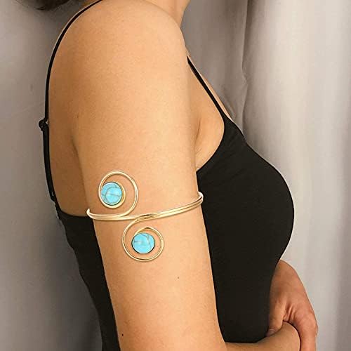 CASSIECA 6Pcs Coil Upper Arm Bracelet for Women Arm Cuff Open Armlets Armband Jewelry Minimalist Arm Bracelet Bangle Adjustable