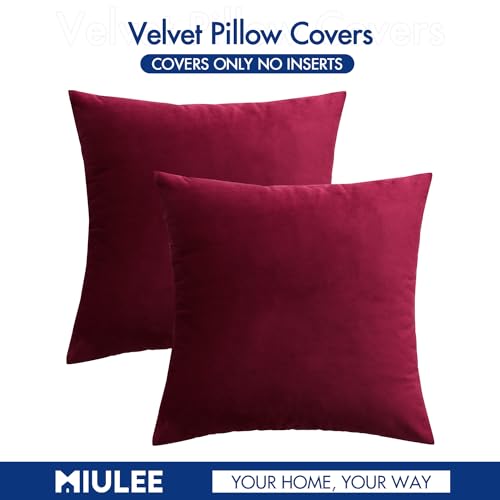 Image of MIULEE Pack of 2, Velvet Soft Soild Christmas Decorative Square Throw Pillow Covers Set Cushion Case for Sofa Bedroom Car 20 x Inch 50 cm