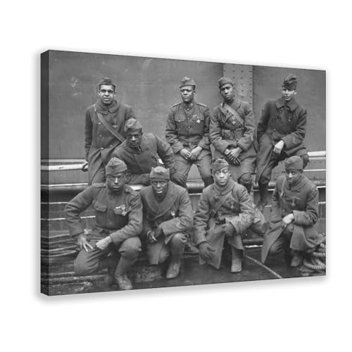 Impression soldats afro-américains 1919 sur toile premium avec cadre suspendu