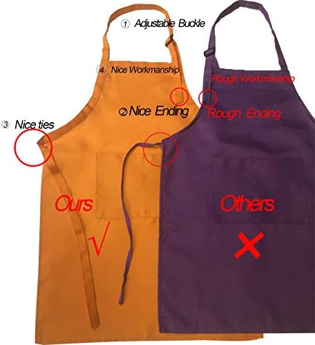 CWFUN Kids-Child's Red Apron and Chef Hat Set,Aprons for Kids-Boys Girls Adjustable Aprons-Children Kid's Kitchen Cooking and Baking Wear(4-12 Years Old,Red)